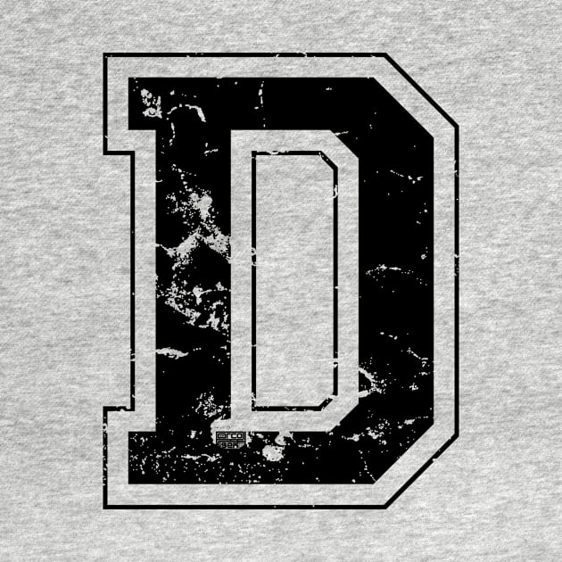 Initial Letter D Black Jersey Sports Athletic Player by porcodiseno